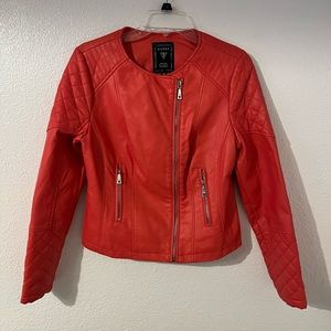 Guess red/salmon Color Faux Leather jacket size medium